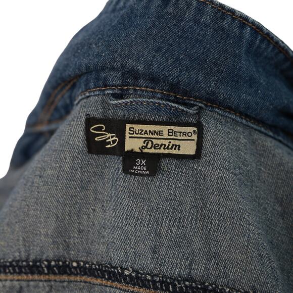 Suzanne Betro Vintage Wash Button Down Denim‎ Jean Jacket plus sz 3X - Picture 4 of 6